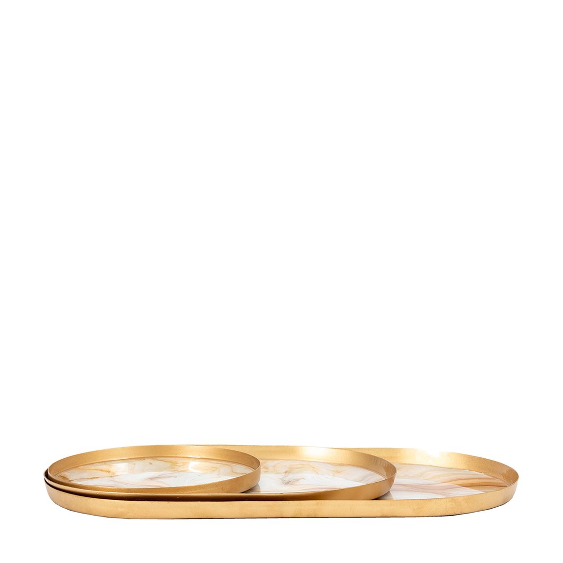 Set of 3 Sahara Round Marbled Trays main product photo