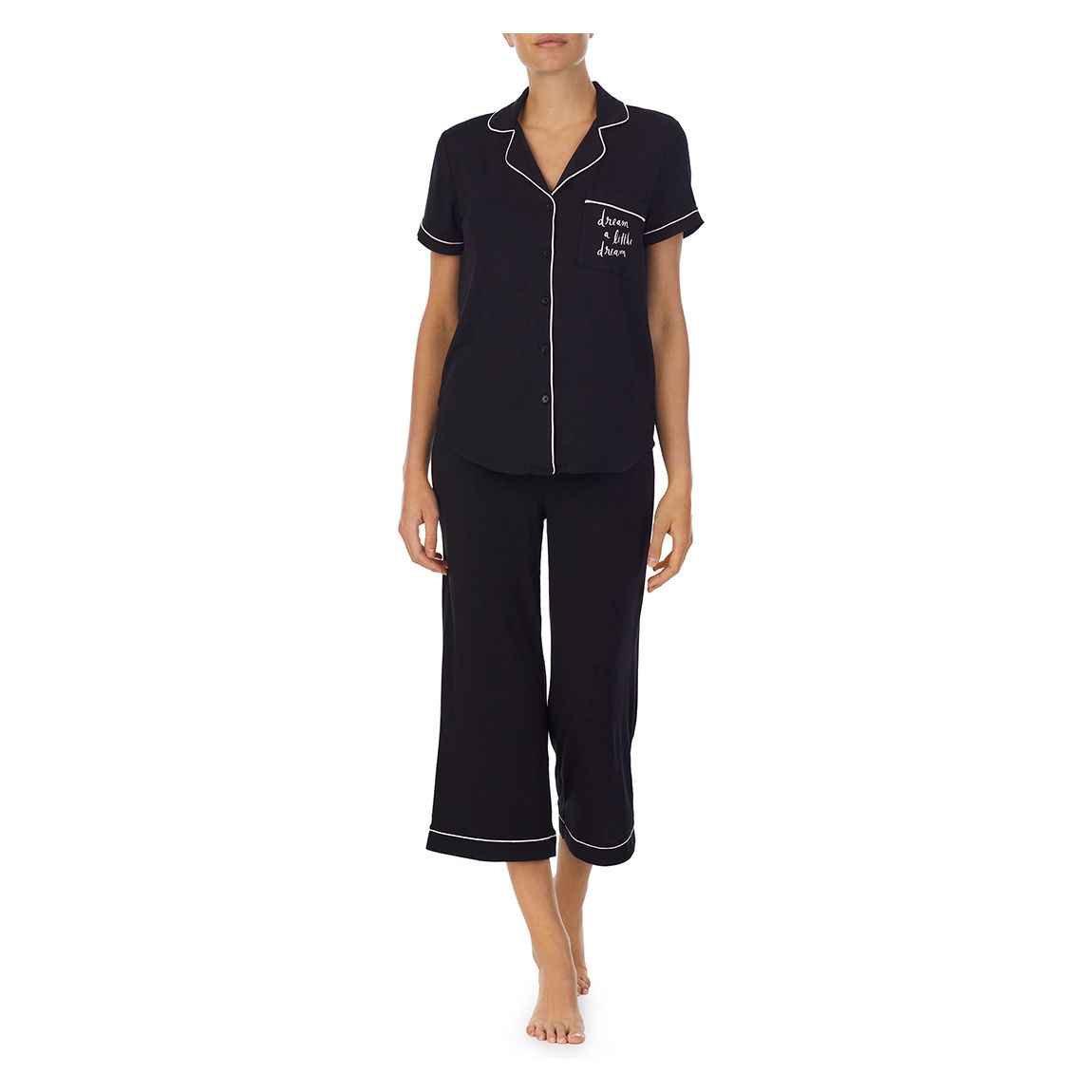 Modal Cropped Pyjama Set-Black main product photo