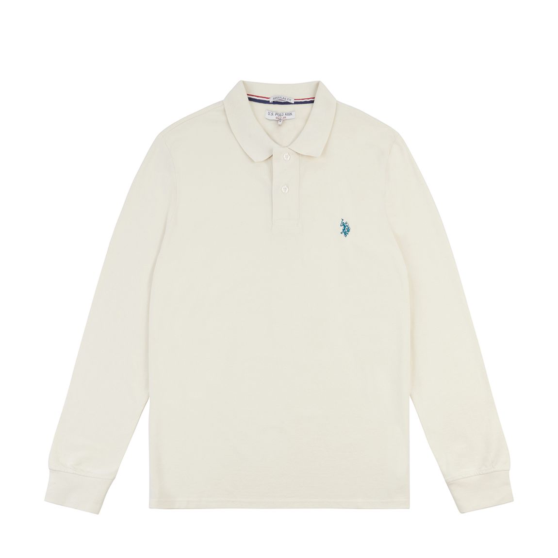 Cream Cotton Long Sleeve Polo Shirt main product photo