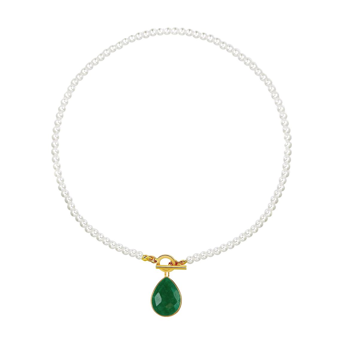 18K Gold Pearl & Emerald Drop Necklace main product photo