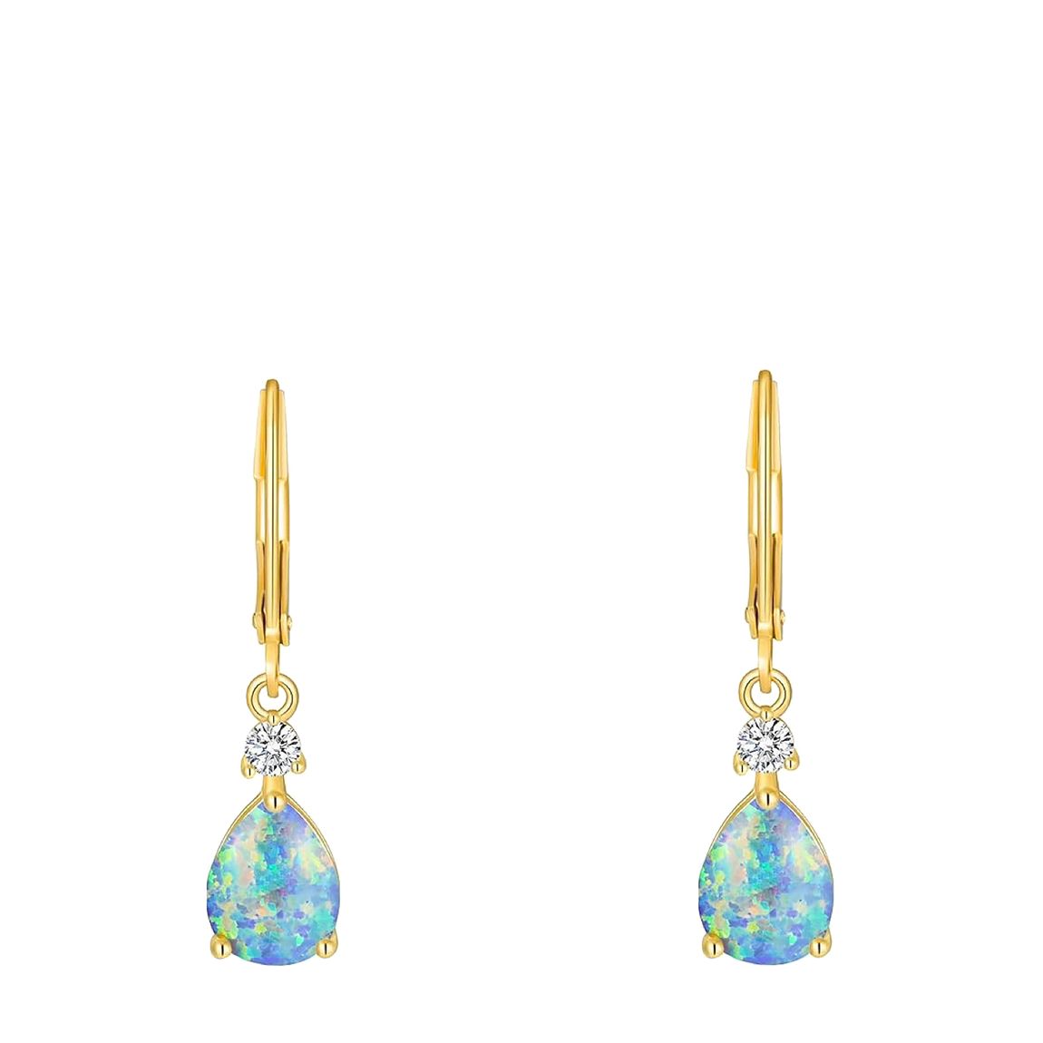 18K Gold Blue Opal Drop Earrings main product photo