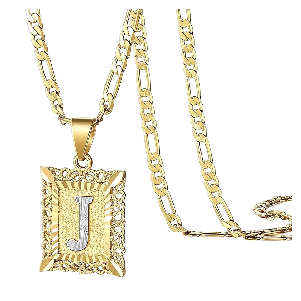 18K Gold & Silver Two Tone Initial "J" Necklace main product photo