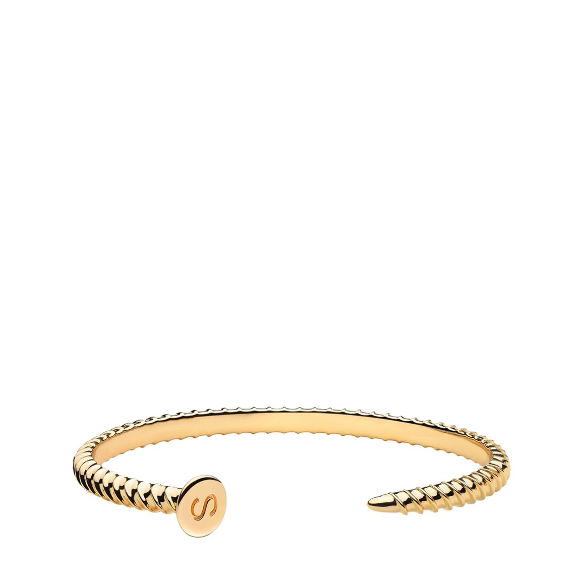 18K Gold Initial "S" Modern Cuff Bangle main product photo