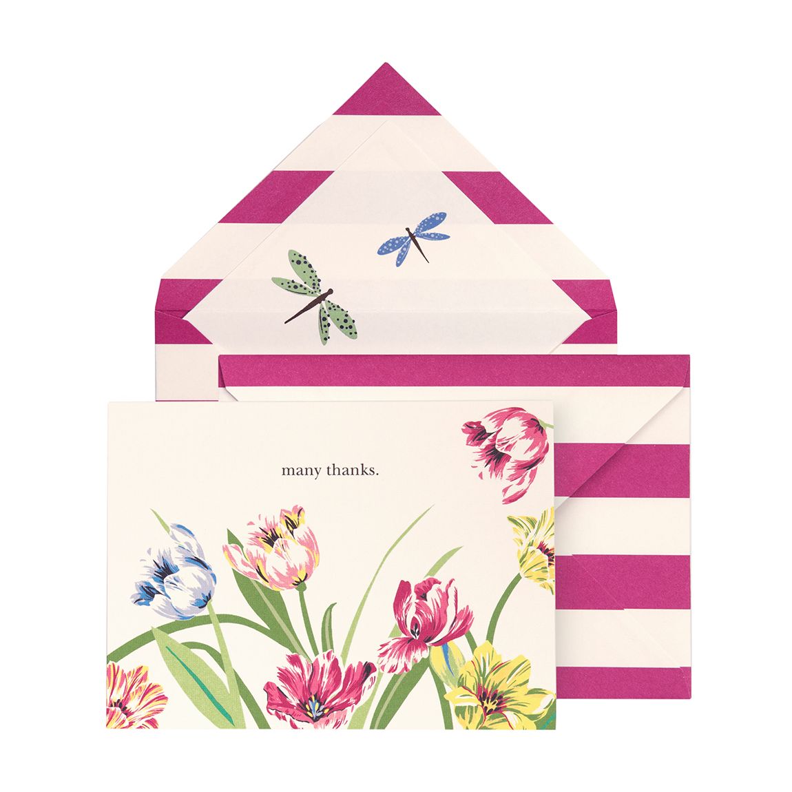 Thank You Notecard Set, Dragonflies and Tulips main product photo