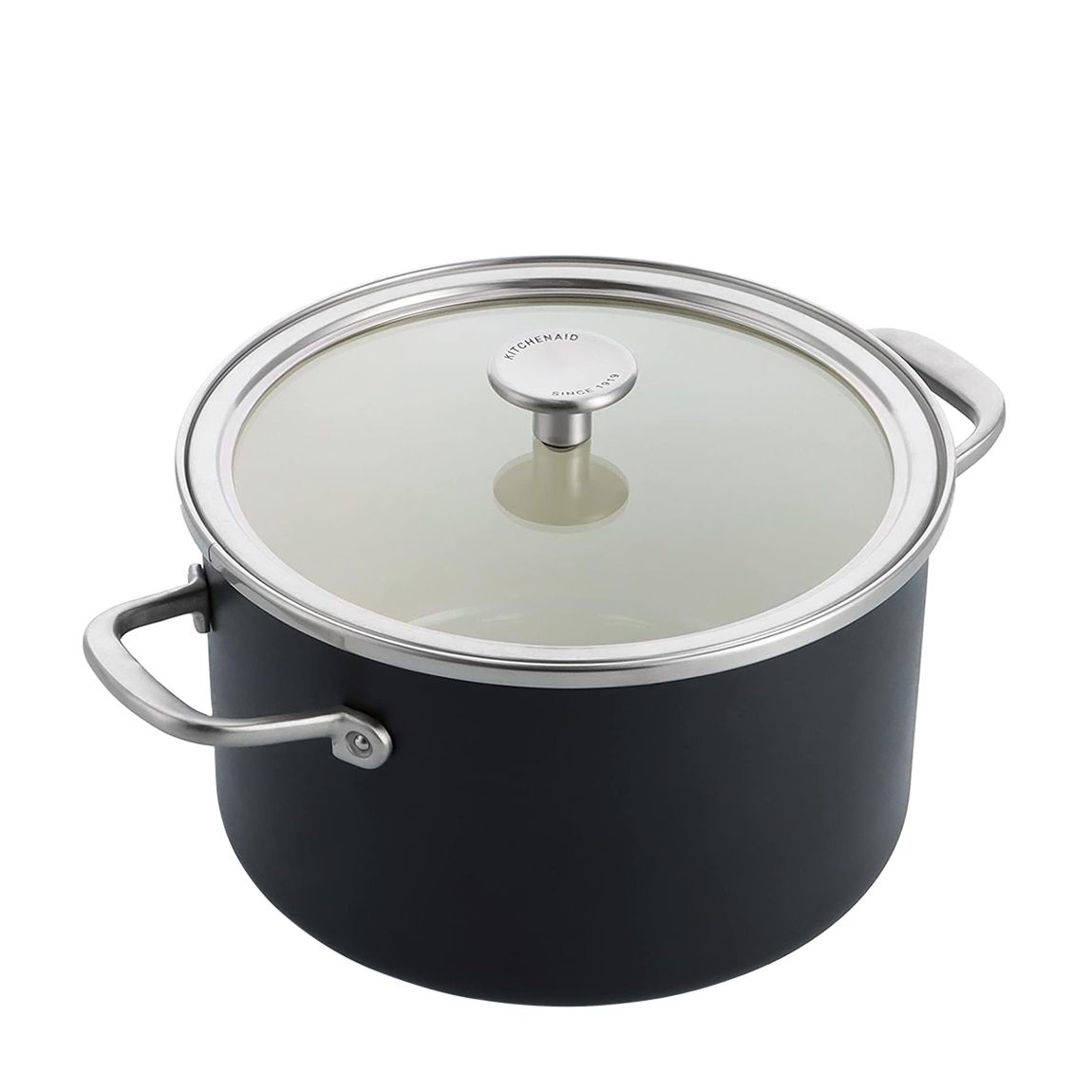 KitchenAid Steel Core Enamel 24cm/6 Litre Casserole, Matte Black main product photo