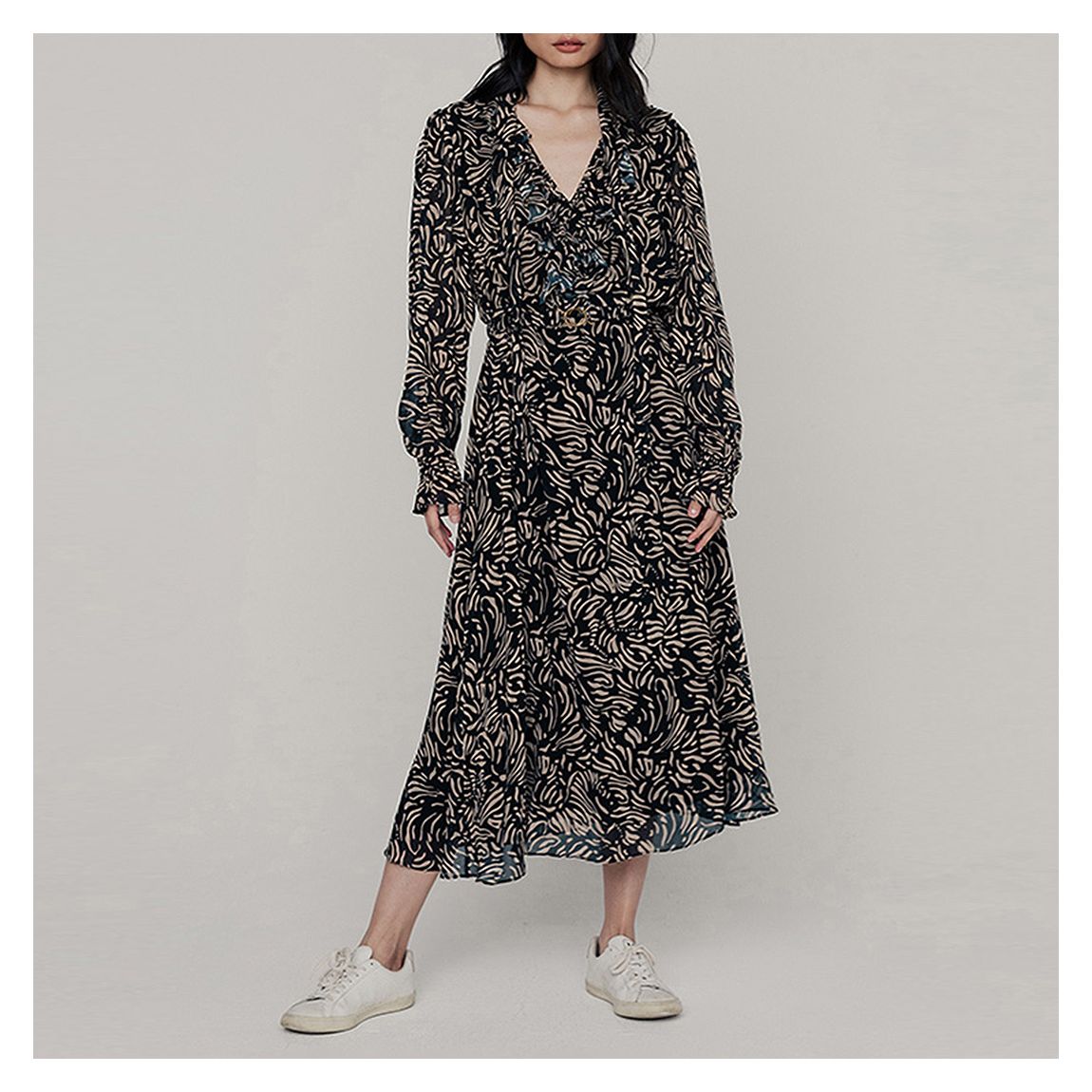 Black 70s Dress Hidden Zebra main product photo