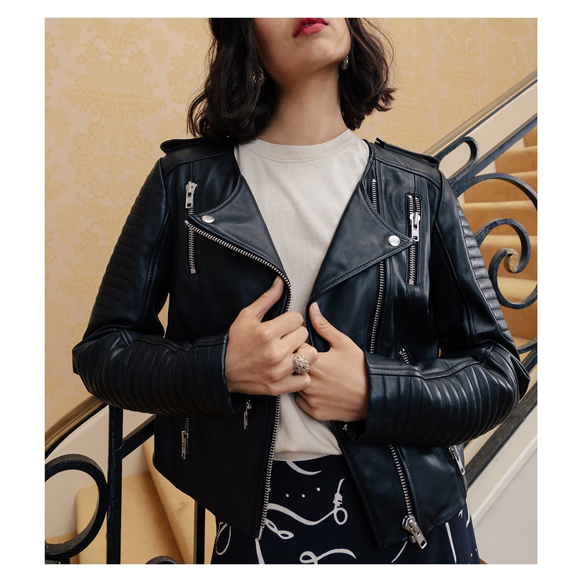 Black Georgina Biker Jacket main product photo
