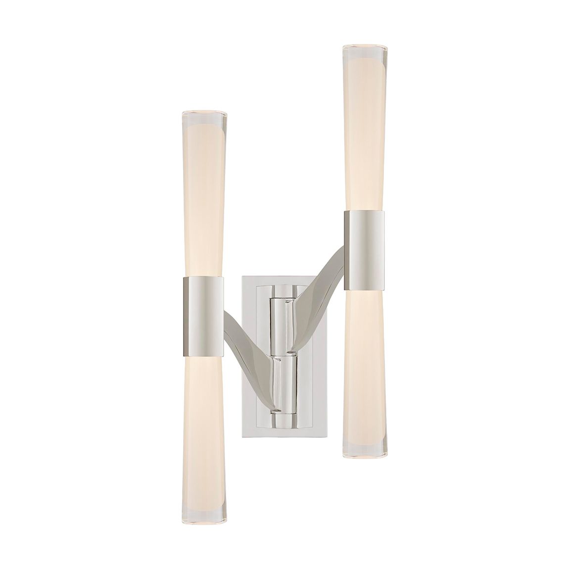 Brenta Large Double Articulating Sconce in Polished Nickel with White Glass main product photo