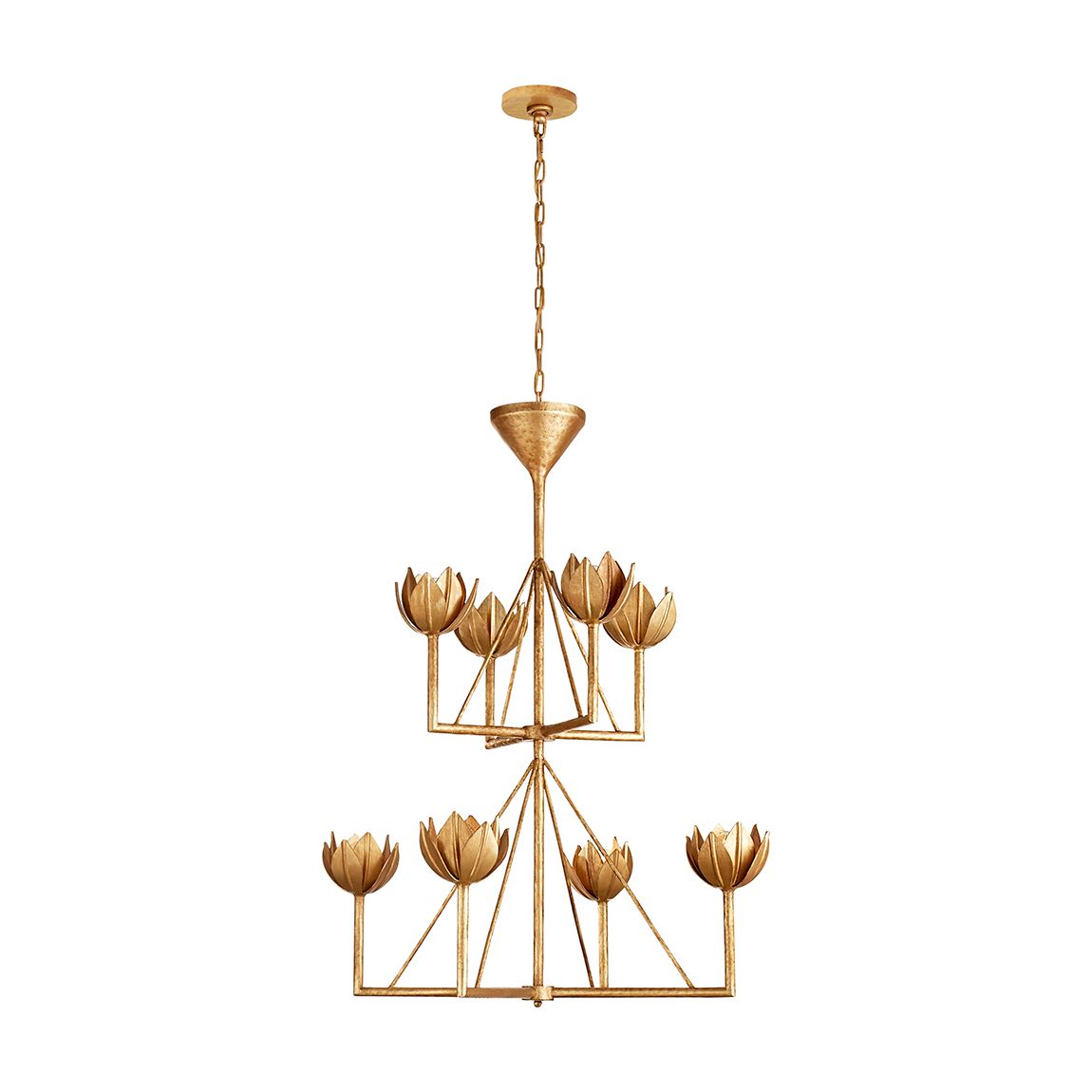 Alberto Medium Two Tier Chandelier in Antique Gold Leaf main product photo