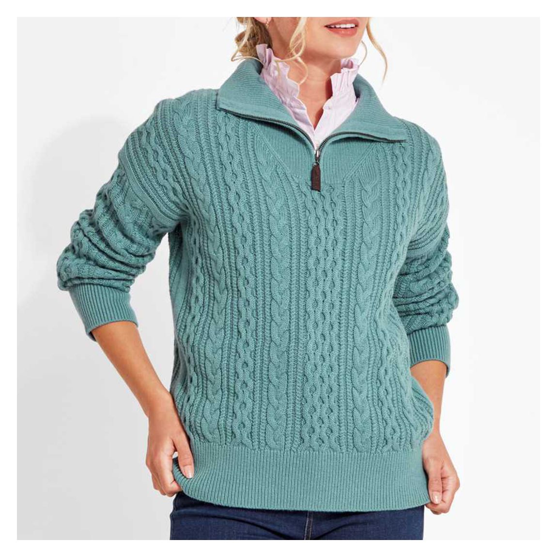 Green Settle 1/4 Zip Wool Blend Jumper main product photo