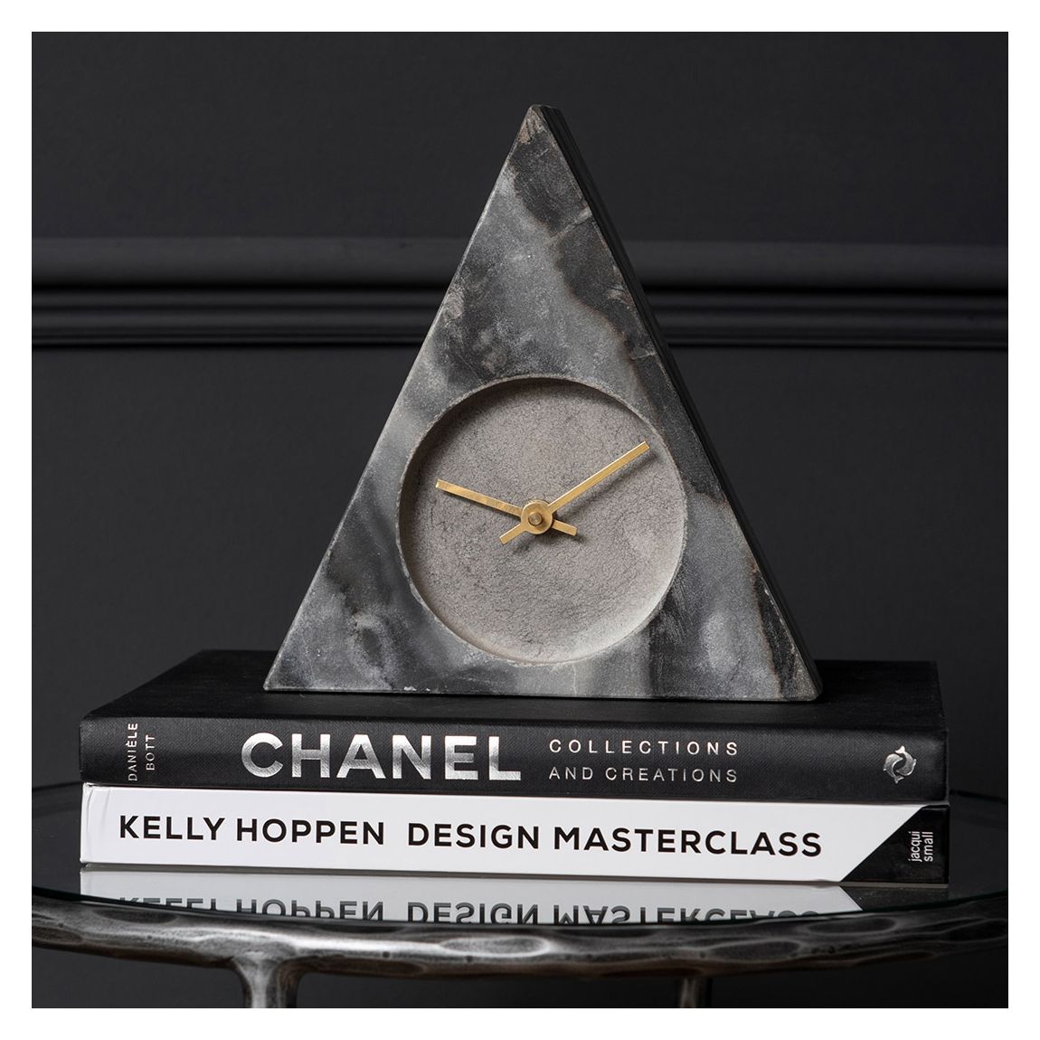 Grey Marble Triangular Mantel Clock main product photo