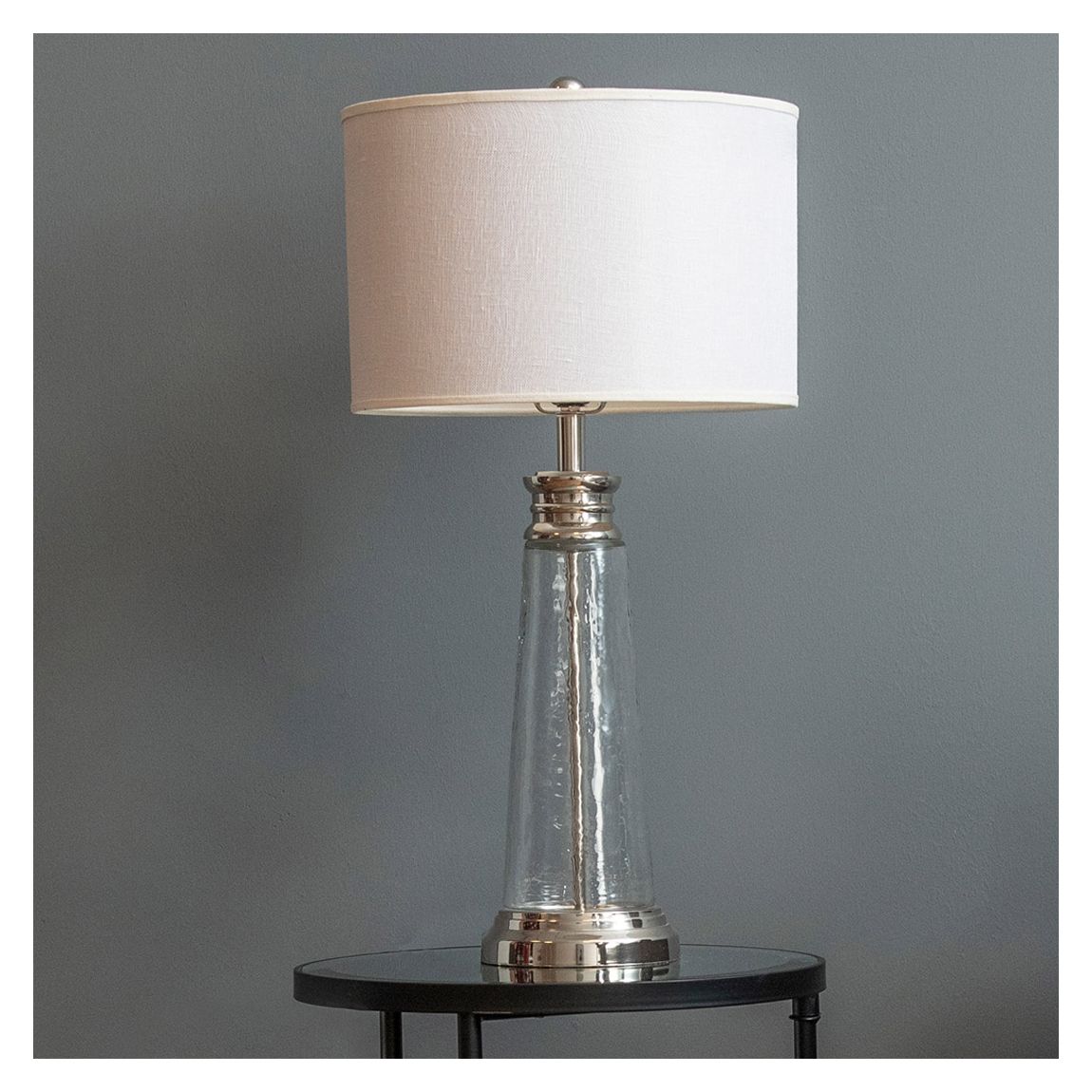 Regal Glass Lamp With Bleach Linen Shade main product photo
