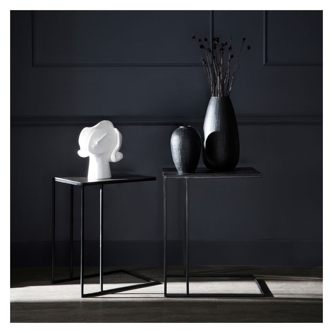 Luna Graphite Textured Aluminium set of 2 side tables main product photo