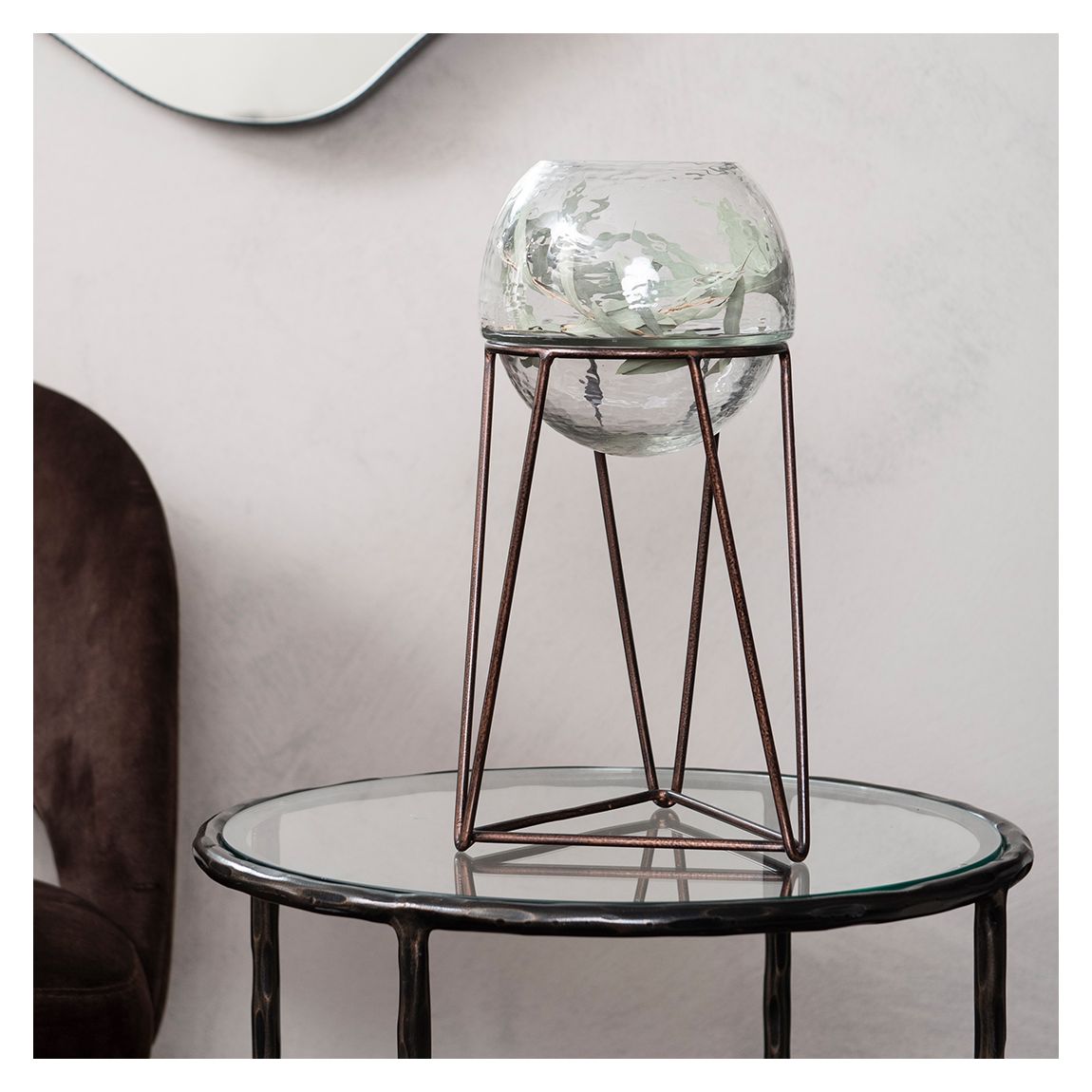 Bersa Medium Table Fishbowl Planter with Aged Copper Base main product photo