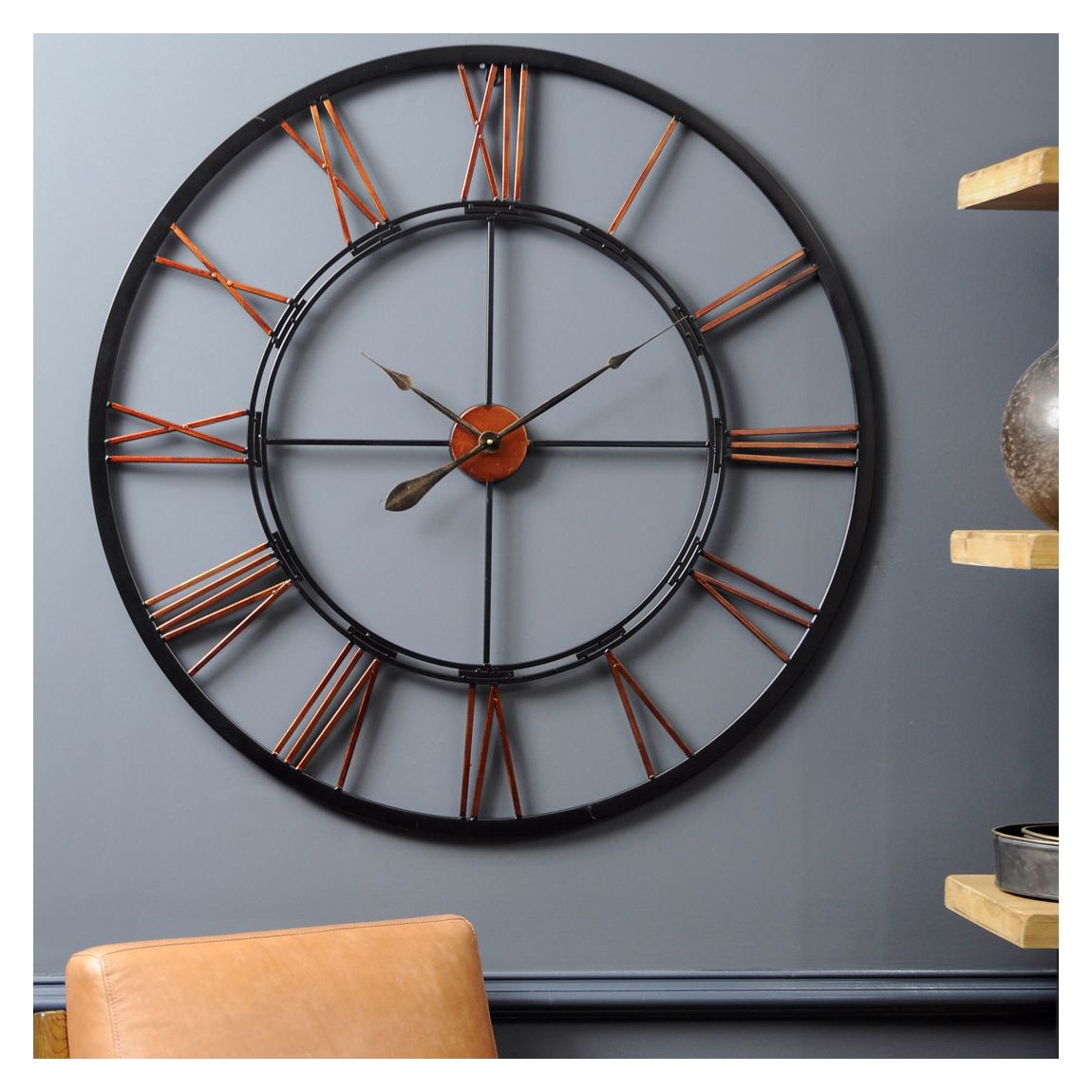 Oversized Metal Skeletal Wall Clock main product photo