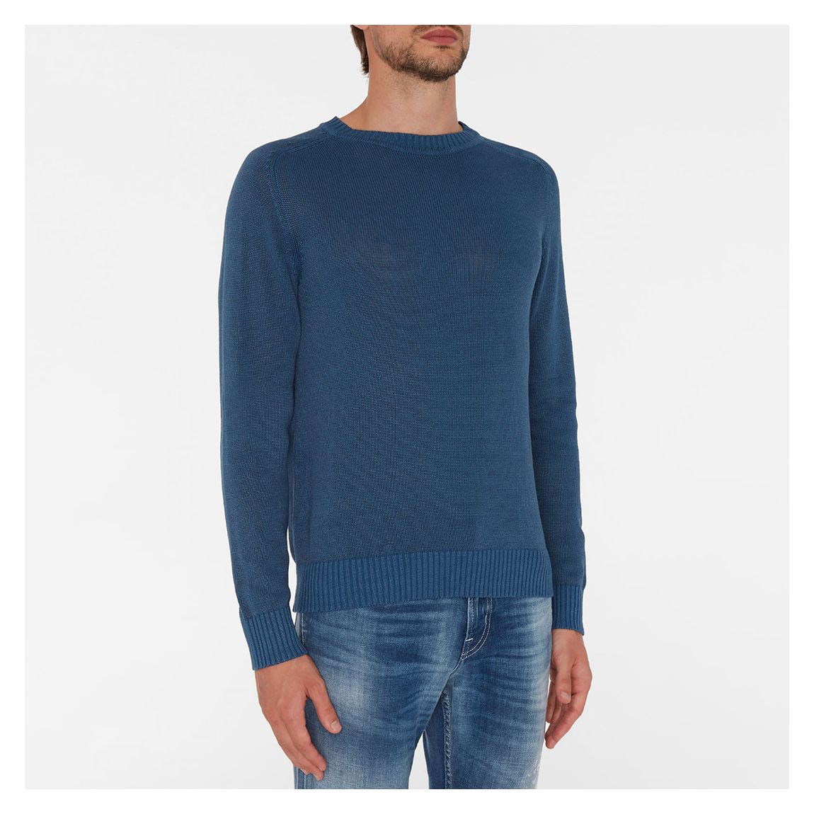 Navy Raglan Cotton Linen Blend Jumper main product photo