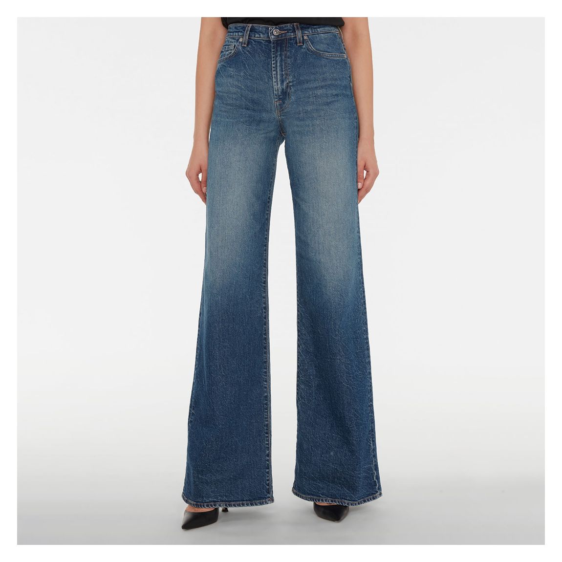 Dark Blue Wide Leg Stretch Jeans main product photo