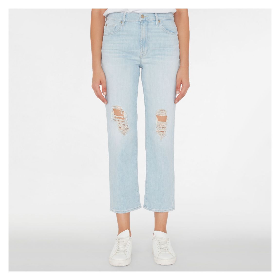 Light Blue Clarity Distressed Straight Stretch Jeans main product photo