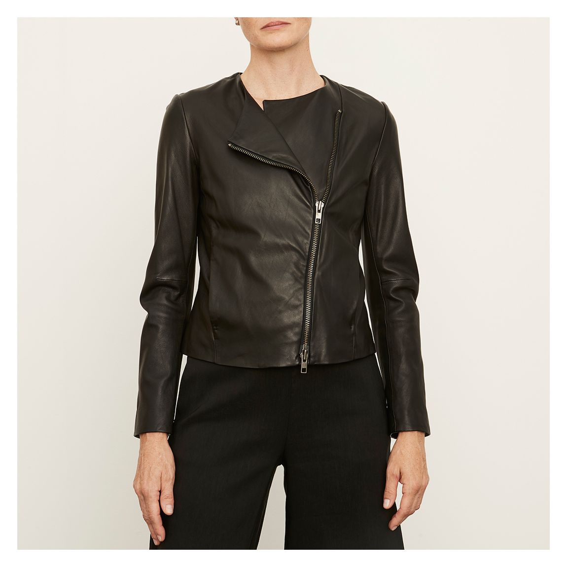Black Leather Cross Front Jacket main product photo