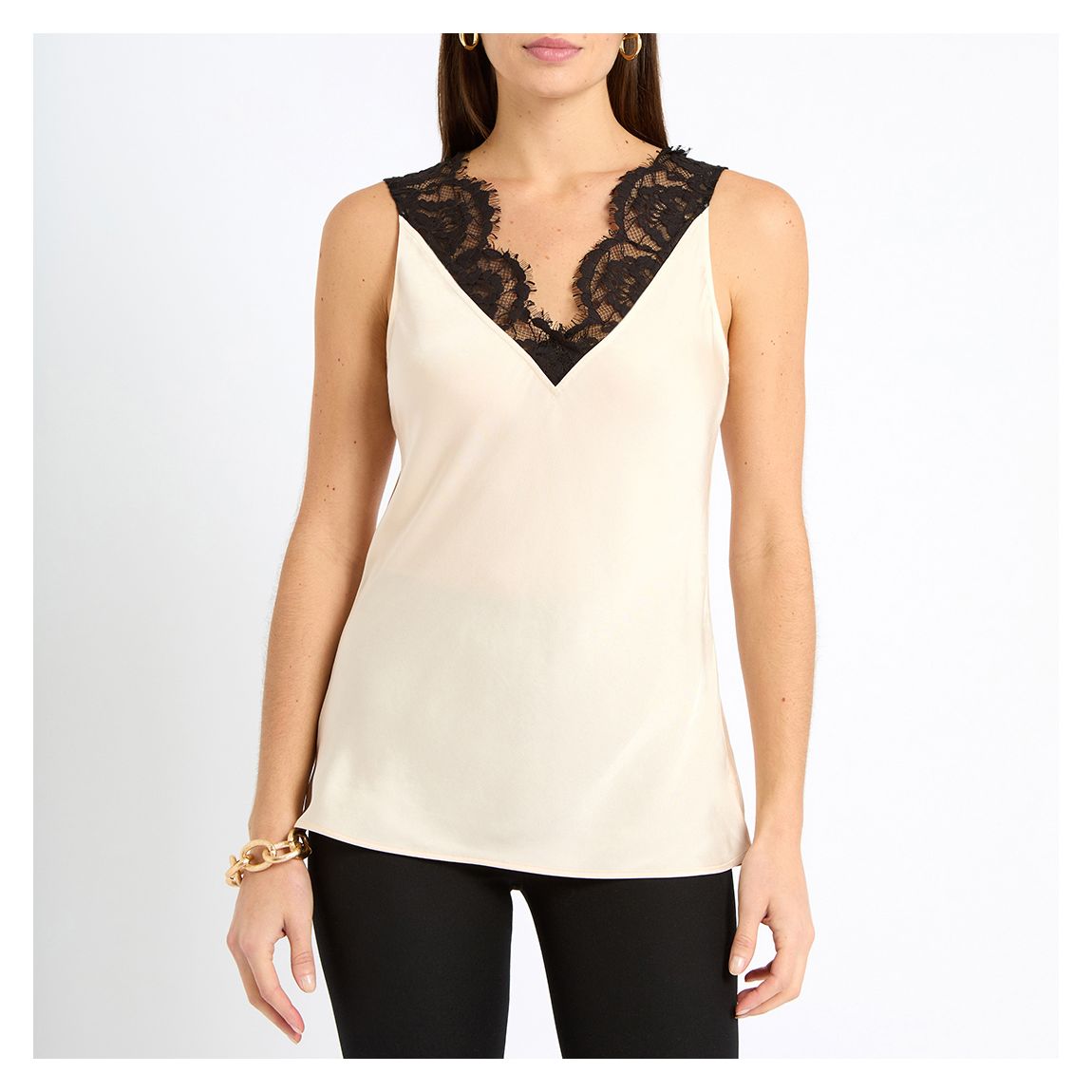 Cream Lace Trim Slinky Cami main product photo