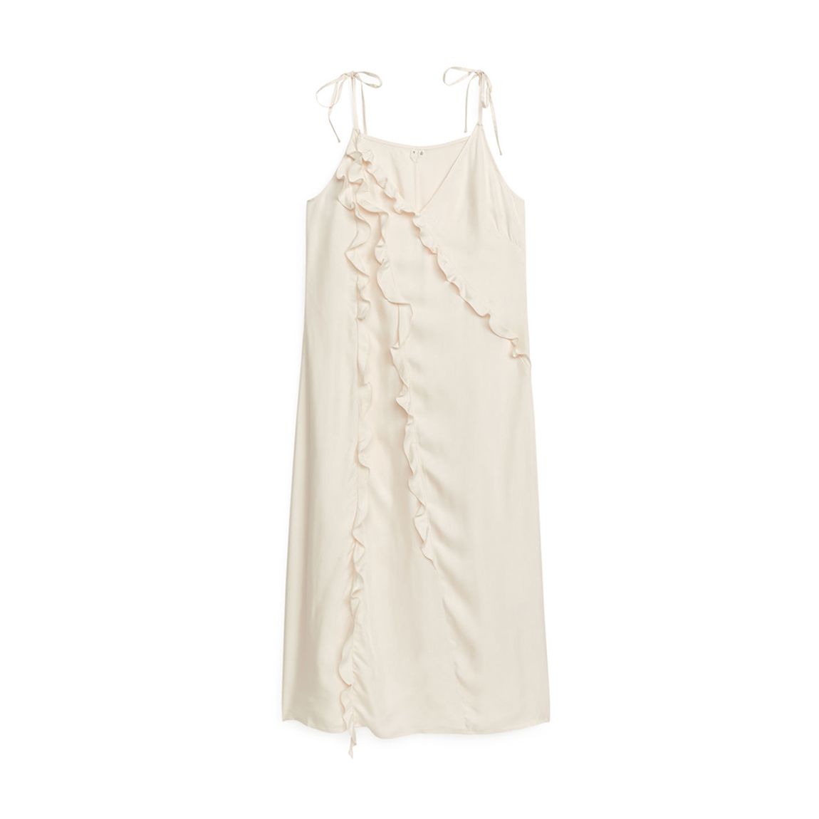 White Frill Midi Strap Dress main product photo