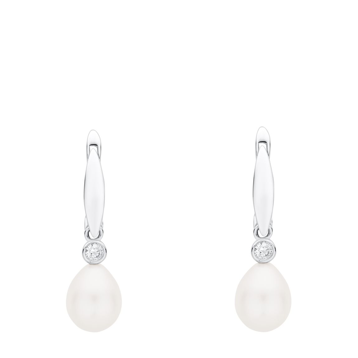White Pearl Cubic Zirconia Earrings 9-9.5mm main product photo