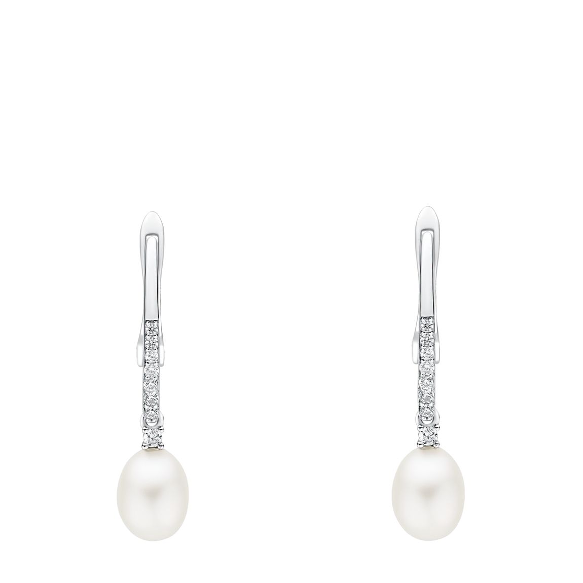 White Pearl Cubic Zirconia Earrings 7-7.5mm main product photo