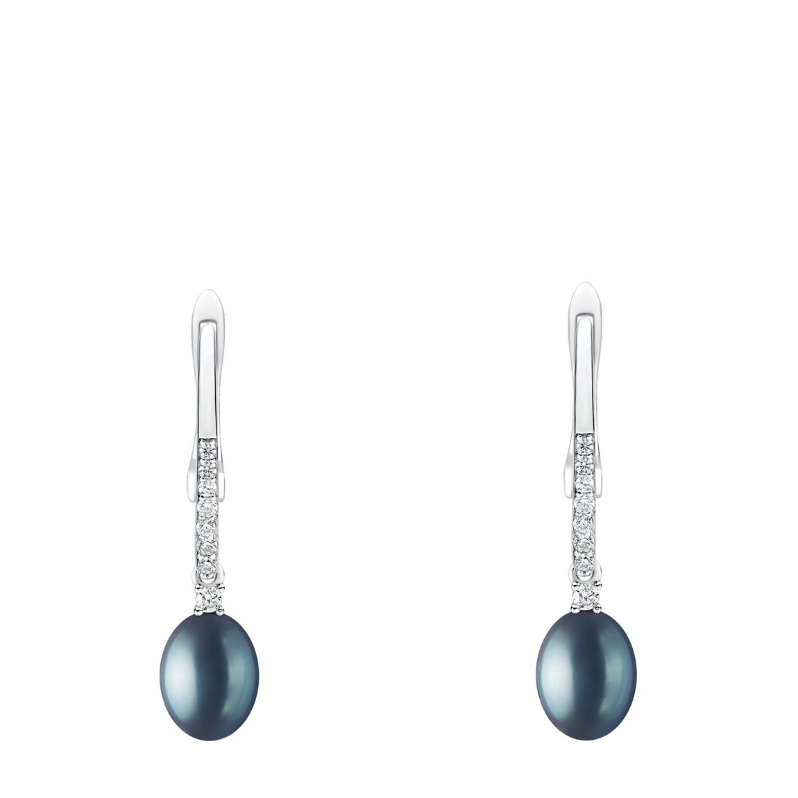 Black Pearl Cubic Zirconia Earrings 7.5-8mm main product photo