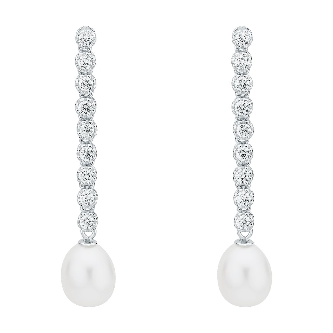Silver Pearl Drop Earrings 7-7.5mm main product photo