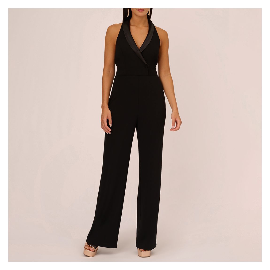Black Tuxedo Crepe Jumpsuit main product photo