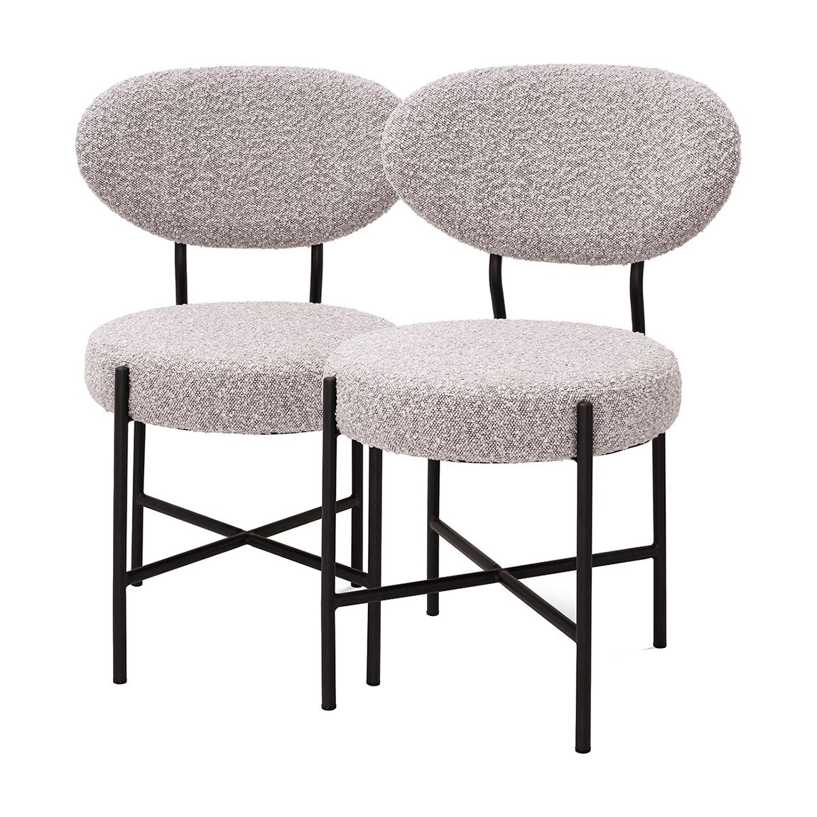 Vicq Dining Chair Set of 2, Boucle Grey main product photo
