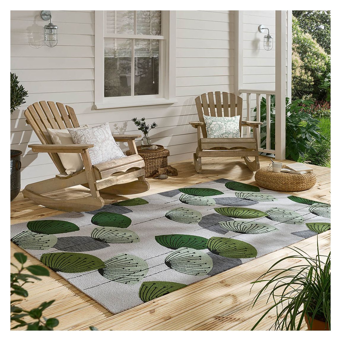 Dandelion Clocks Outdoor Rug 200x280cm Rug, Botanical Green main product photo