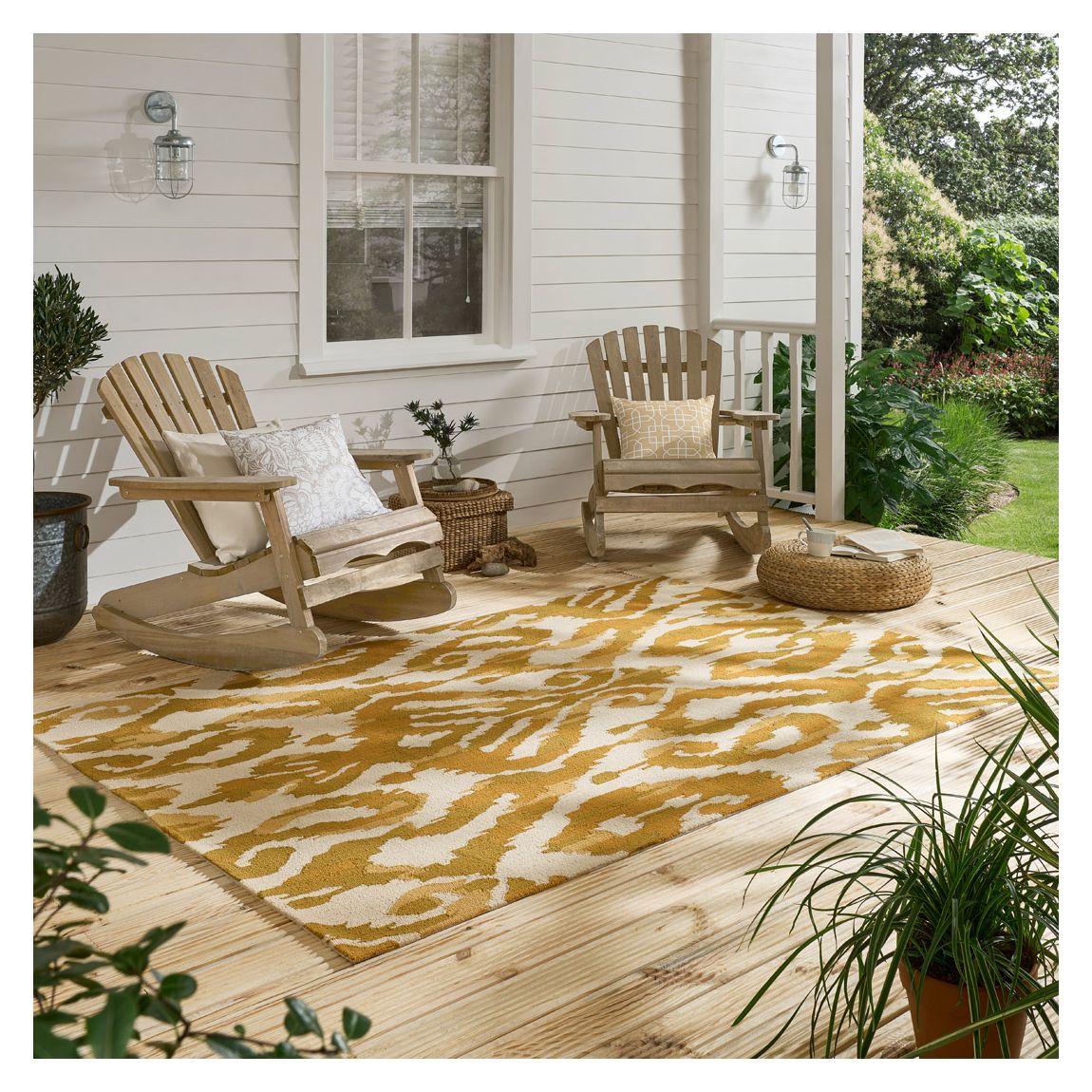 Kasuri Outdoor Rug 140x200cm, Ochre main product photo