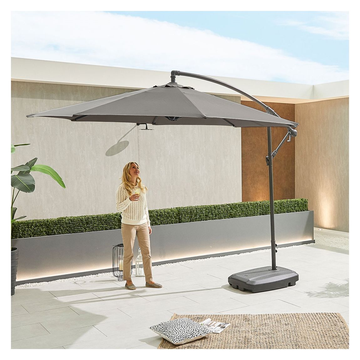 Barbados Cantilever Parasol - 3m Round - Grey main product photo