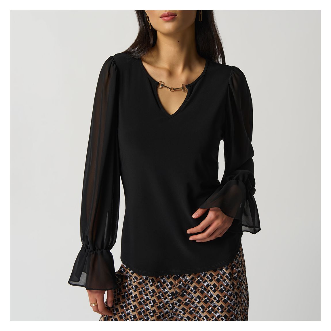 Black Ruffle Sleeve Top main product photo