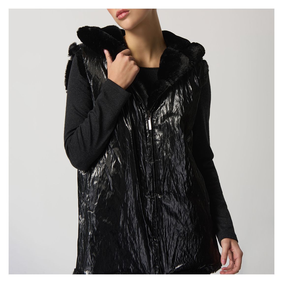 Black Reversible Faux Fur Gilet main product photo