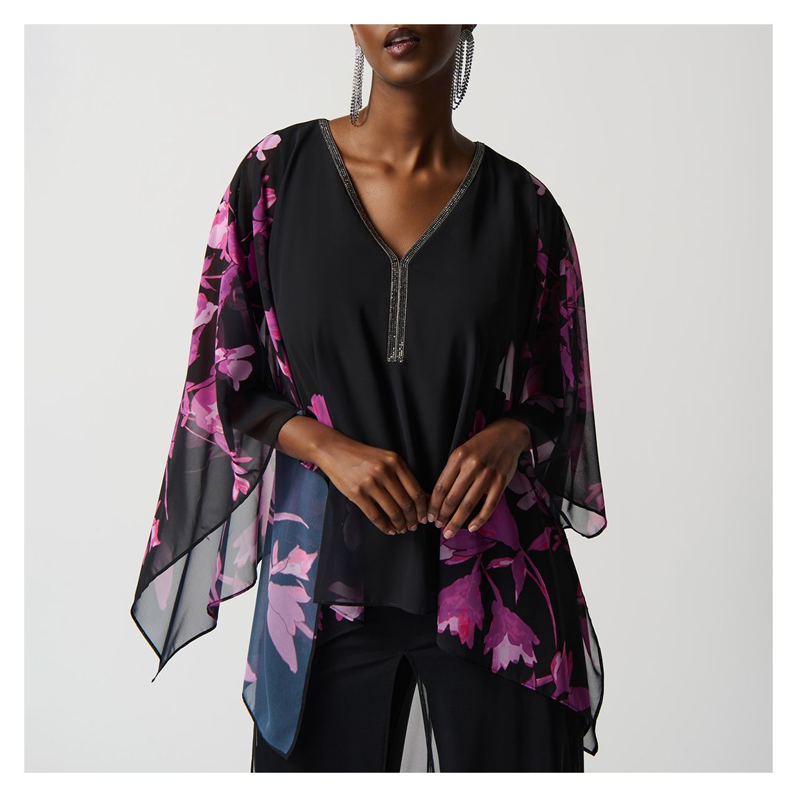 Black/Pink Floral Top main product photo