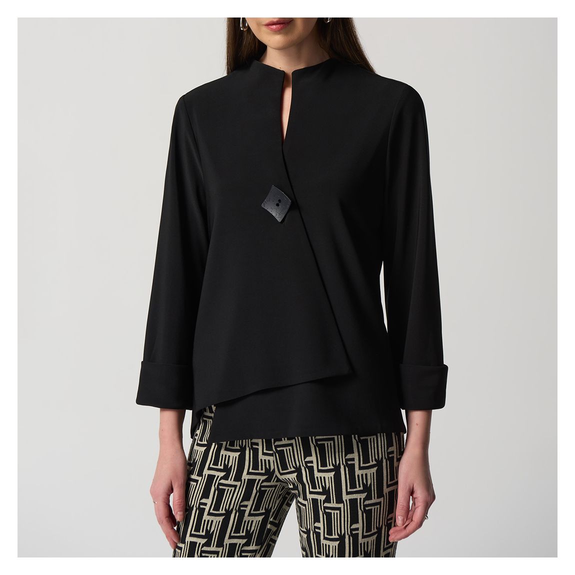 Black Scoop Neck Swing Jacket main product photo