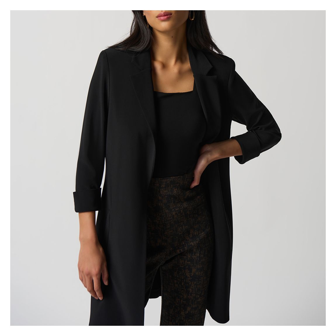Black Longline Blazer Jacket main product photo