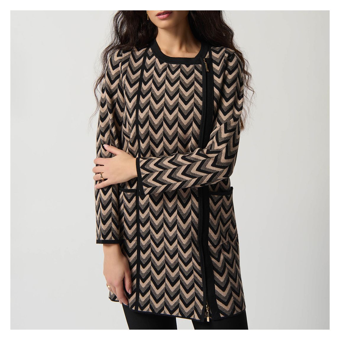 Black Jacquard Sweater Coat main product photo