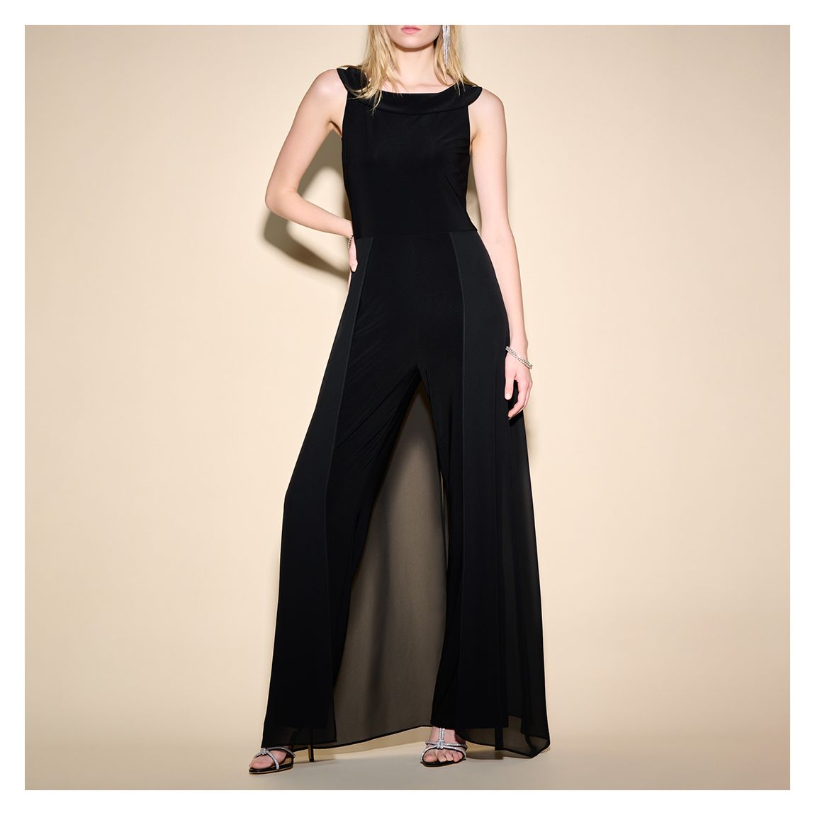 Black Chiffon Overlay Jumpsuit main product photo
