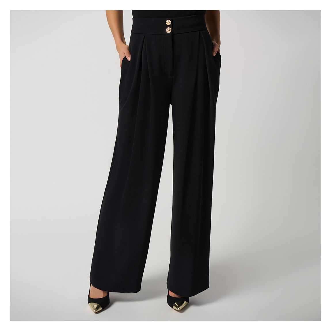 Black High Waisted Wide-Leg Trouser main product photo