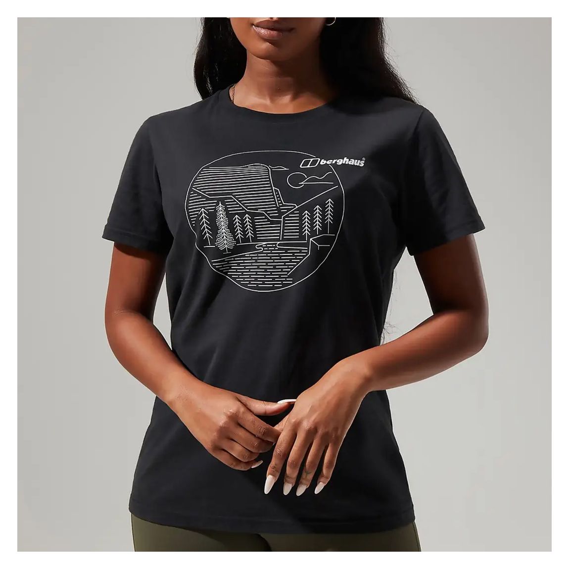 Black Linear Landscape Cotton T-Shirt main product photo