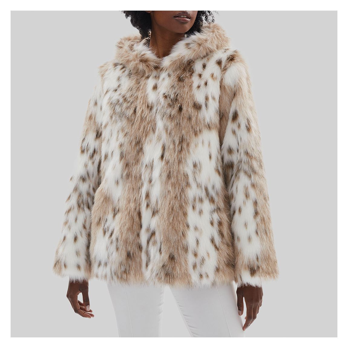 Mutli Lynx Hooded Faux Fur Jacket main product photo