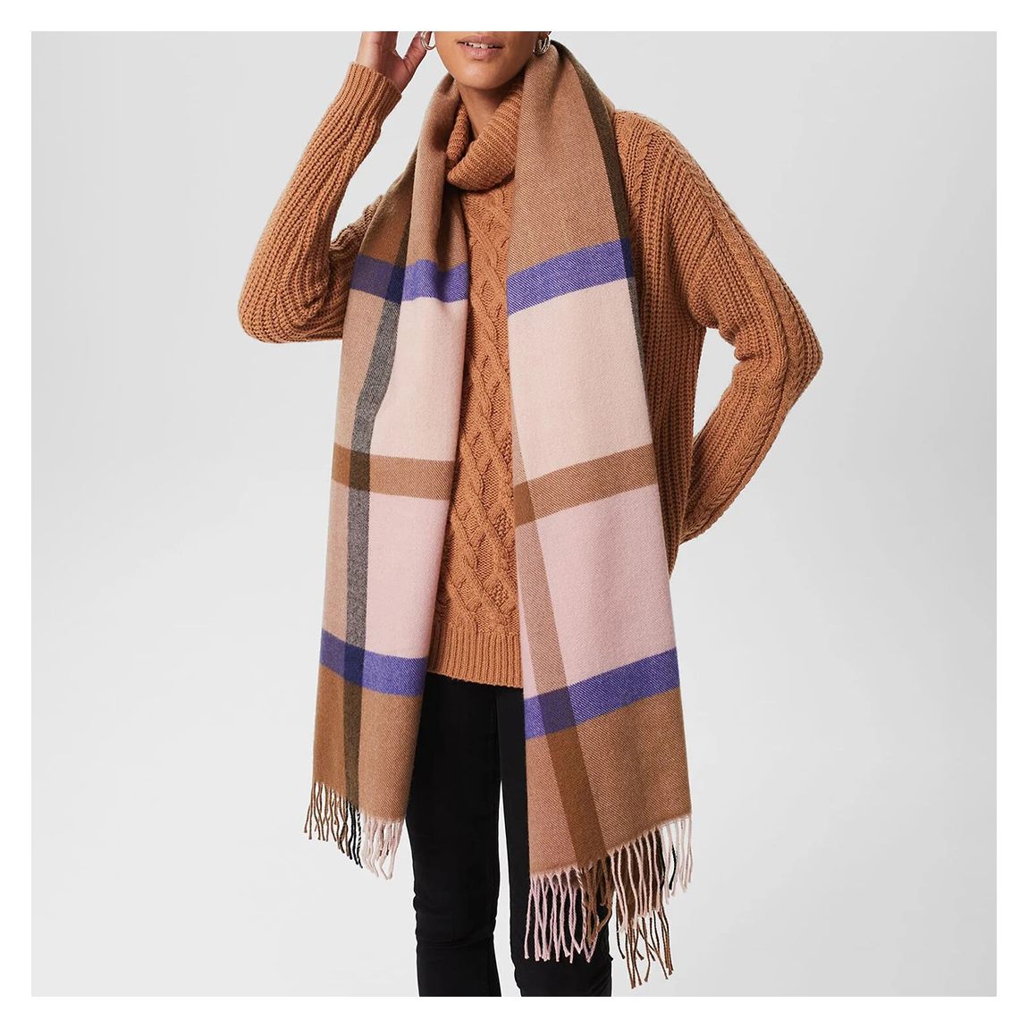 Brown Elsa Wool Blend Scarf main product photo