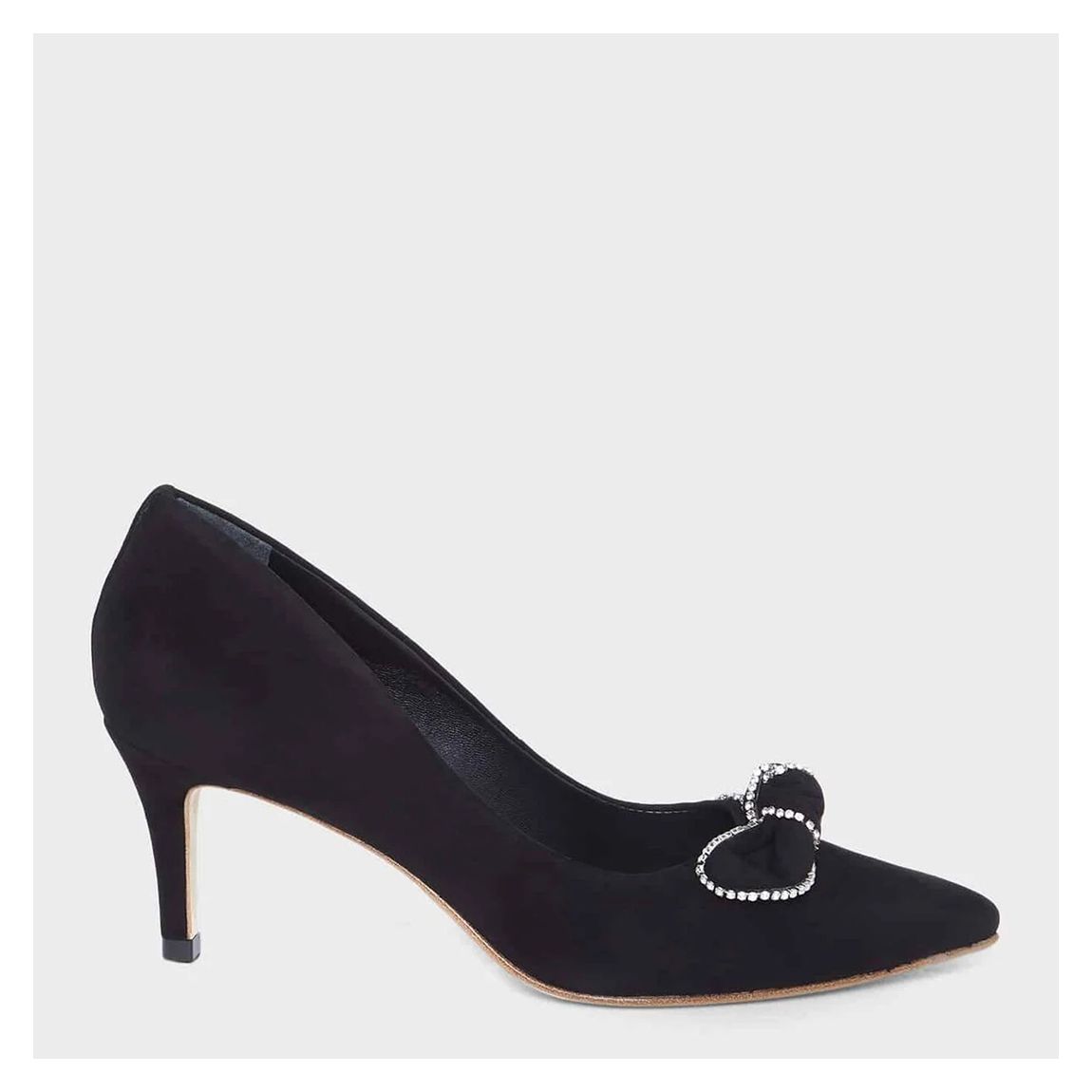 Black Belle Bow Court Suede Heels main product photo