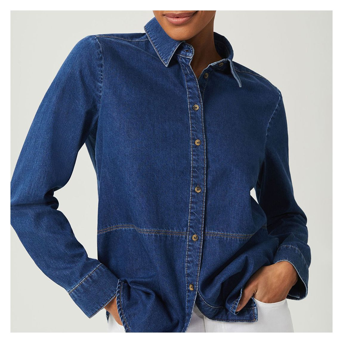 Blue Mireya Stretch Denim Shirt main product photo
