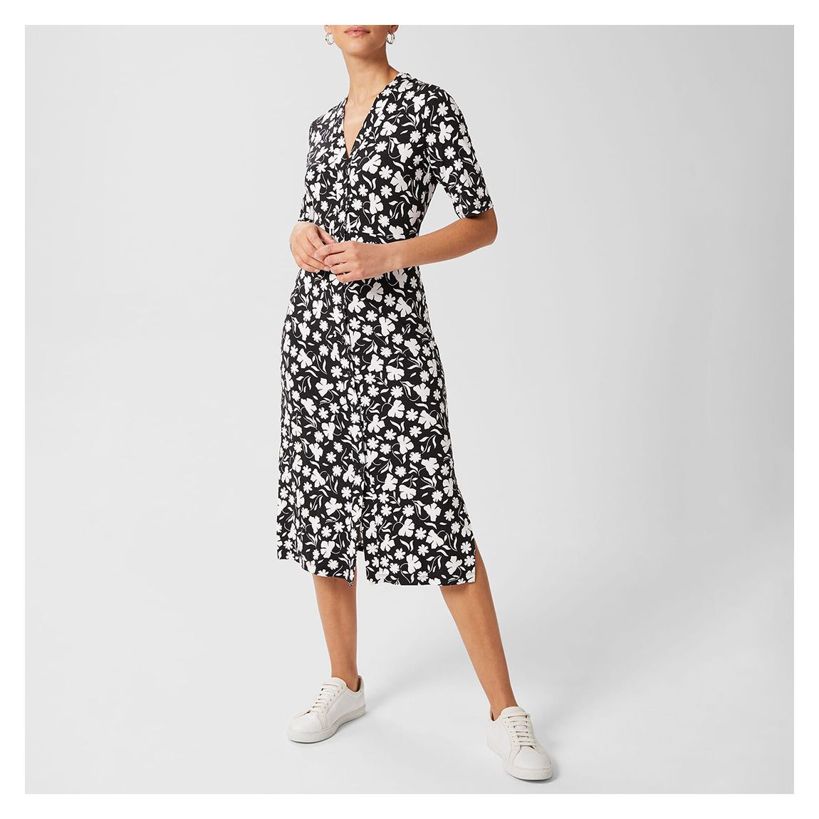 Black Aliza Printed V-Neck Dress main product photo