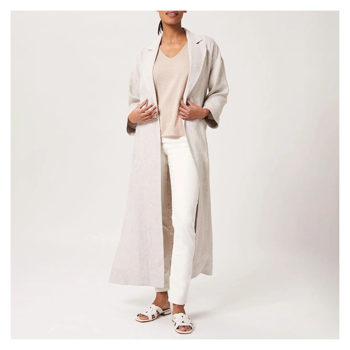 Ecru Maeve Linen Trench Coat main product photo