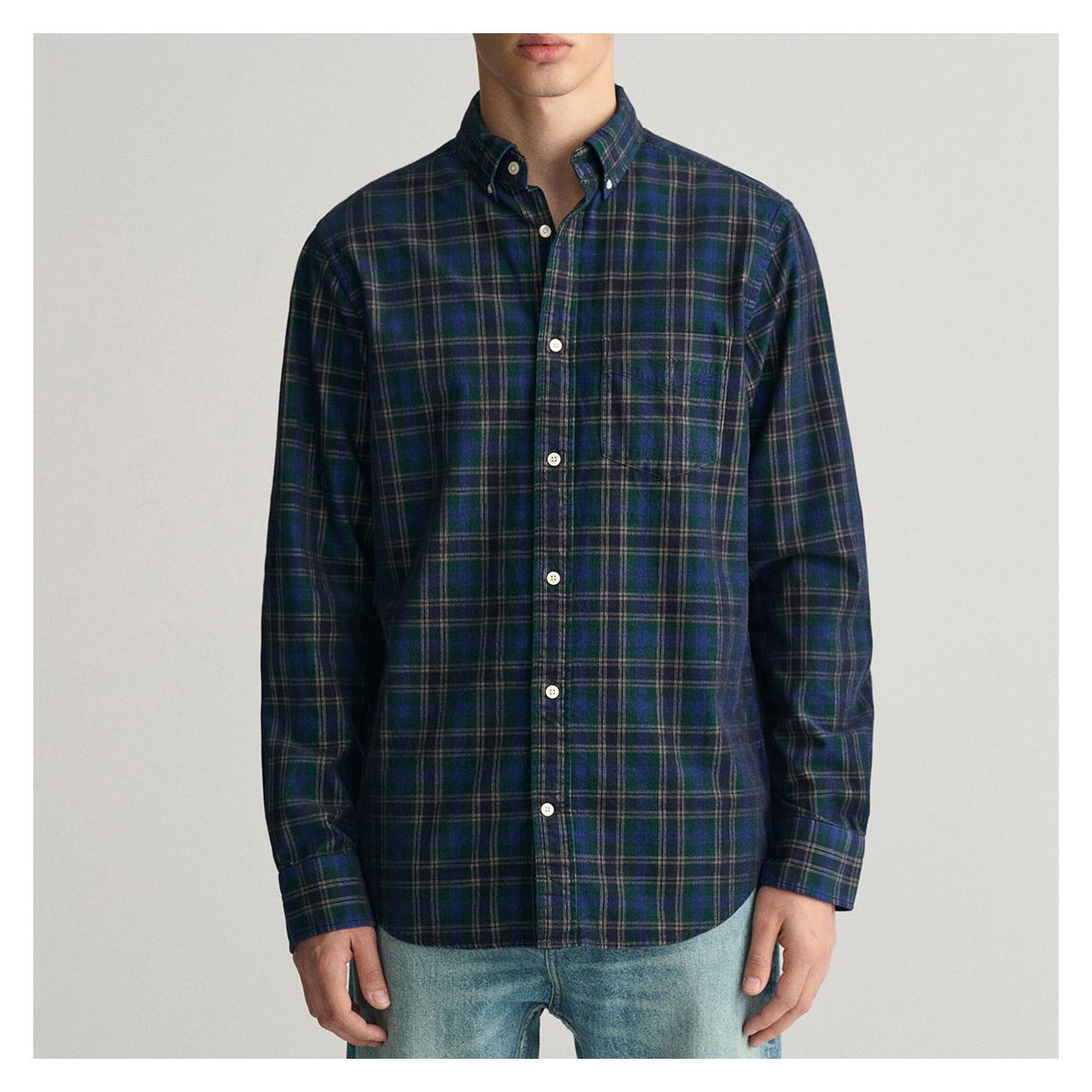 Navy Cord Check Cotton Shirt main product photo